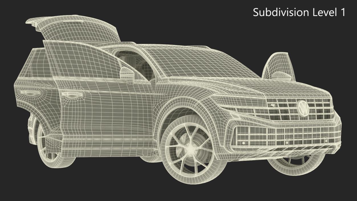 Volkswagen Touareg 2024 Blue Lights On Rigged for Cinema 4D 3D model