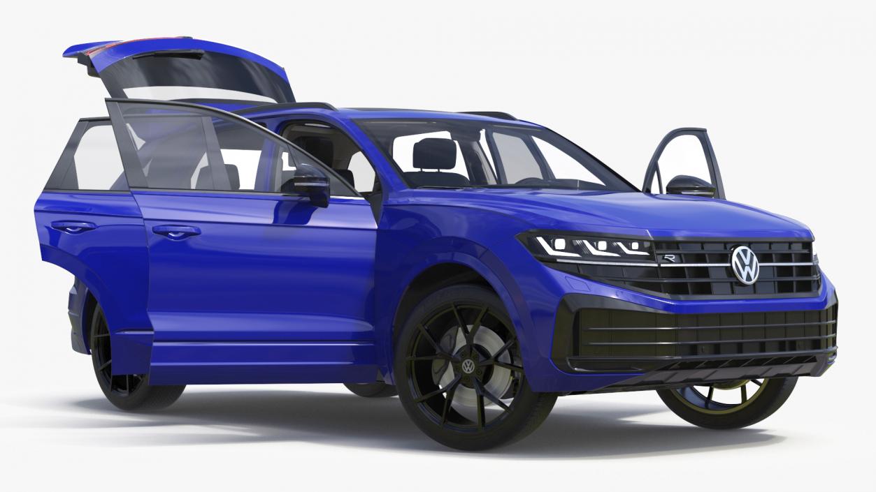 Volkswagen Touareg 2024 Blue Lights On Rigged for Cinema 4D 3D model