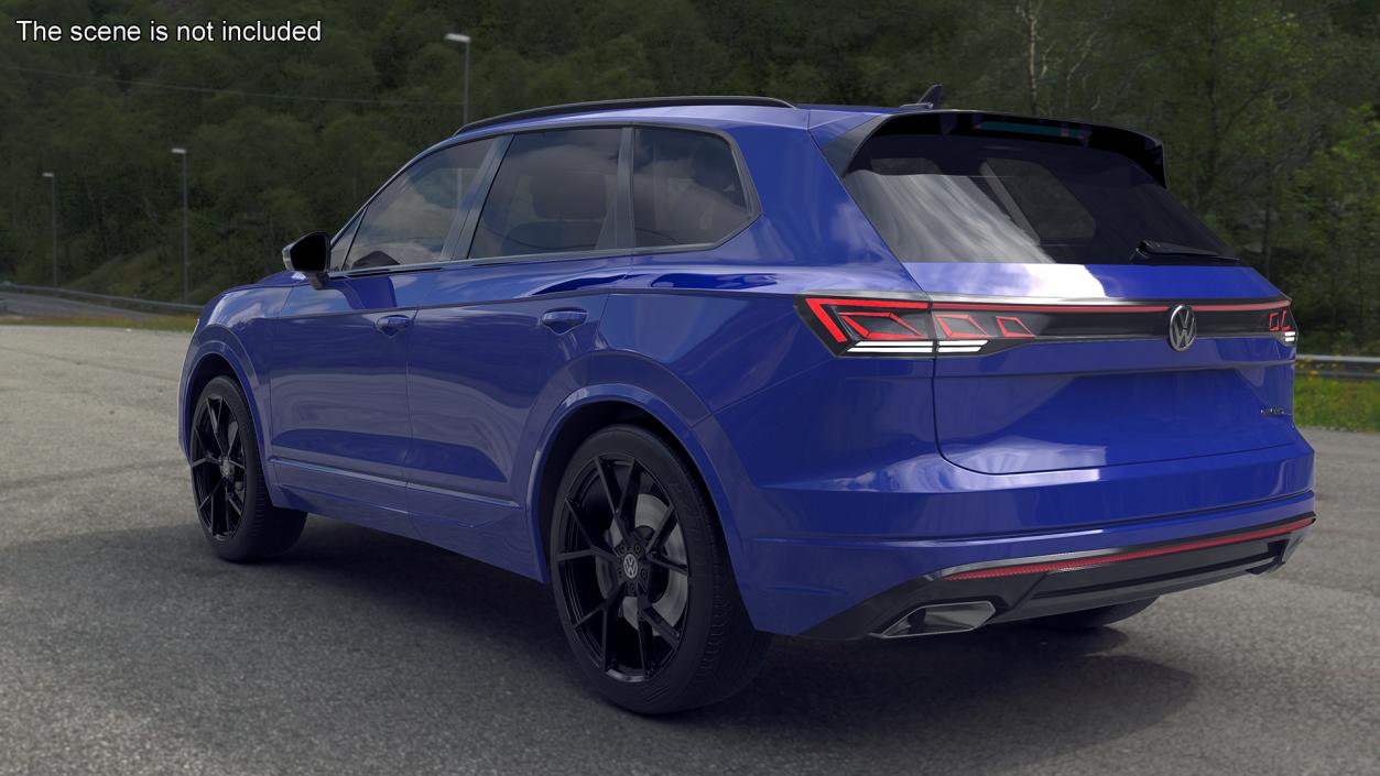 Volkswagen Touareg 2024 Blue Lights On Rigged for Cinema 4D 3D model