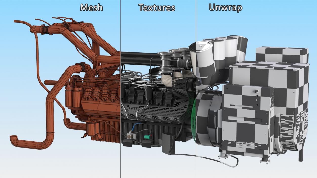 Control Panel with Diesel Generator Engine 2 3D model