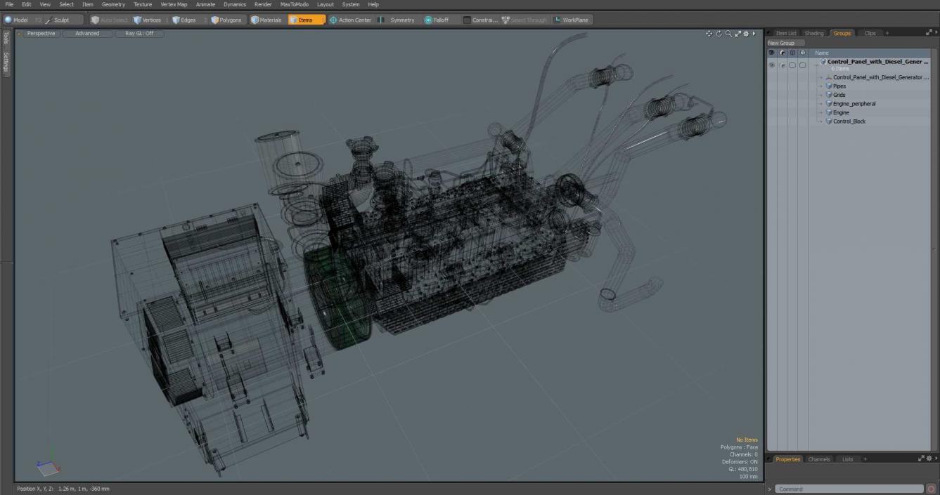 Control Panel with Diesel Generator Engine 2 3D model