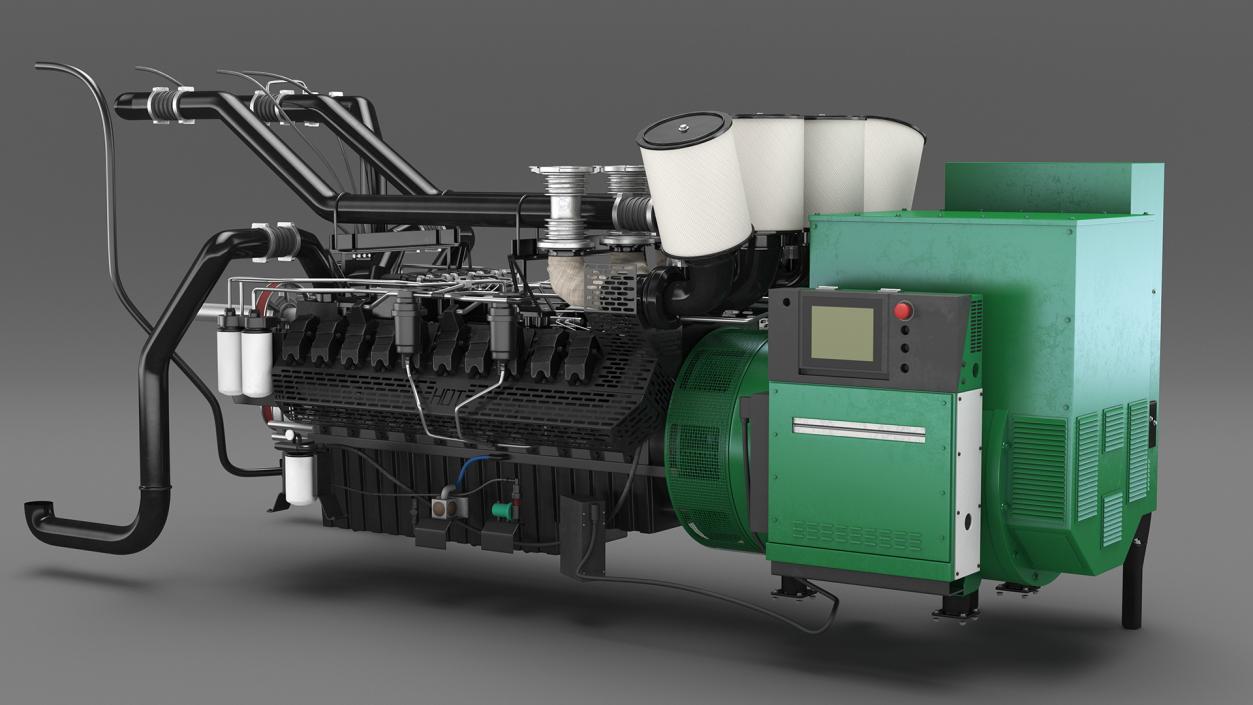 Control Panel with Diesel Generator Engine 2 3D model