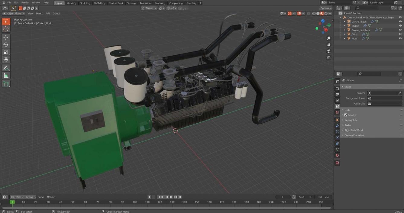 Control Panel with Diesel Generator Engine 2 3D model