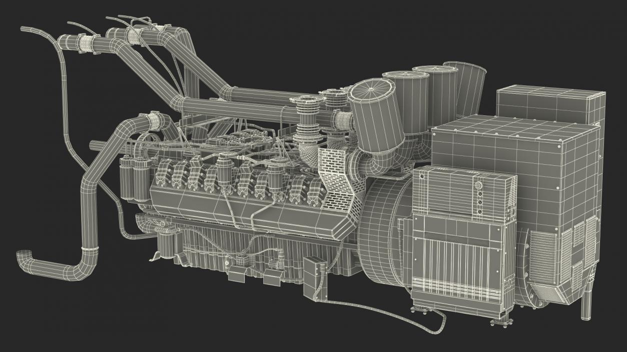 Control Panel with Diesel Generator Engine 2 3D model