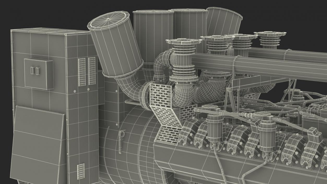Control Panel with Diesel Generator Engine 2 3D model