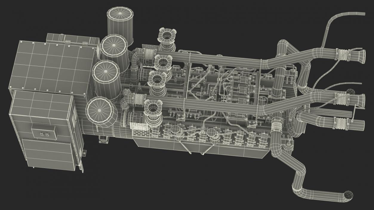 Control Panel with Diesel Generator Engine 2 3D model