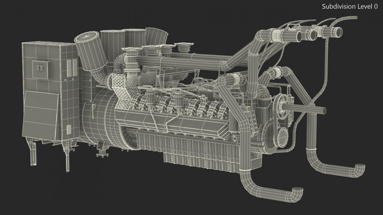 Control Panel with Diesel Generator Engine 2 3D model