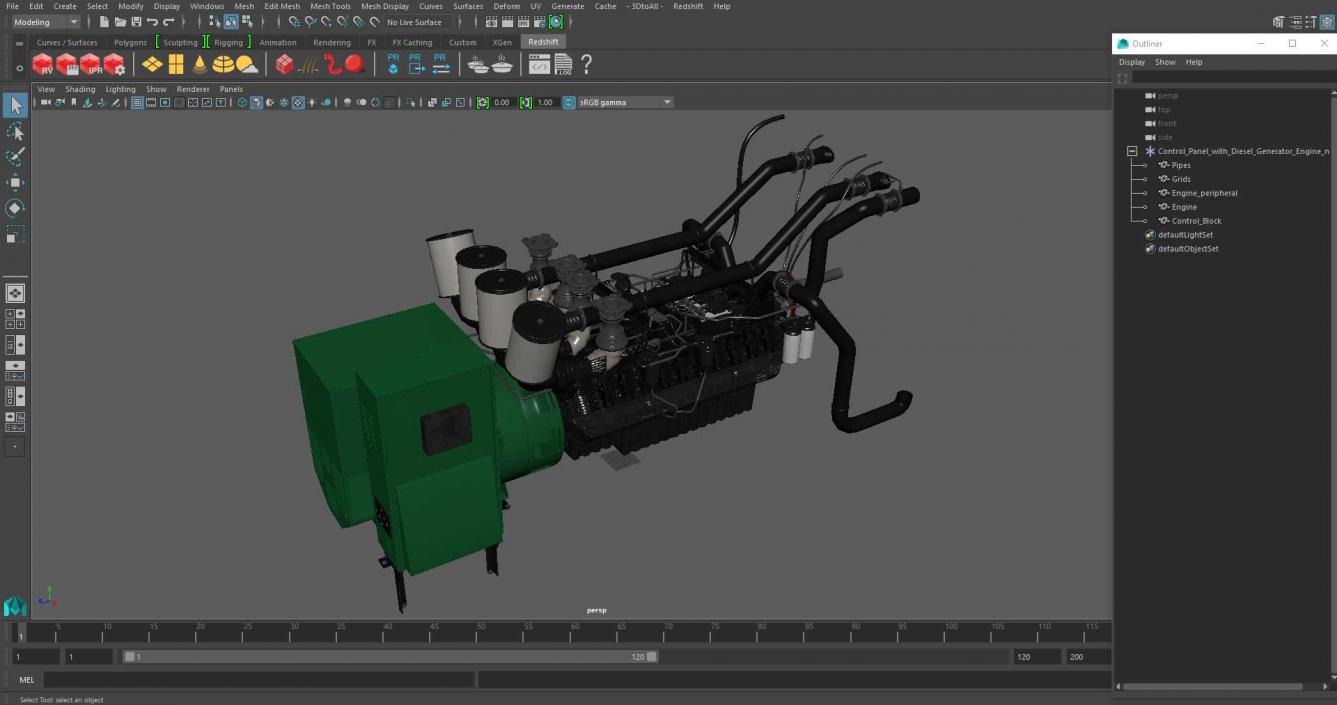 Control Panel with Diesel Generator Engine 2 3D model