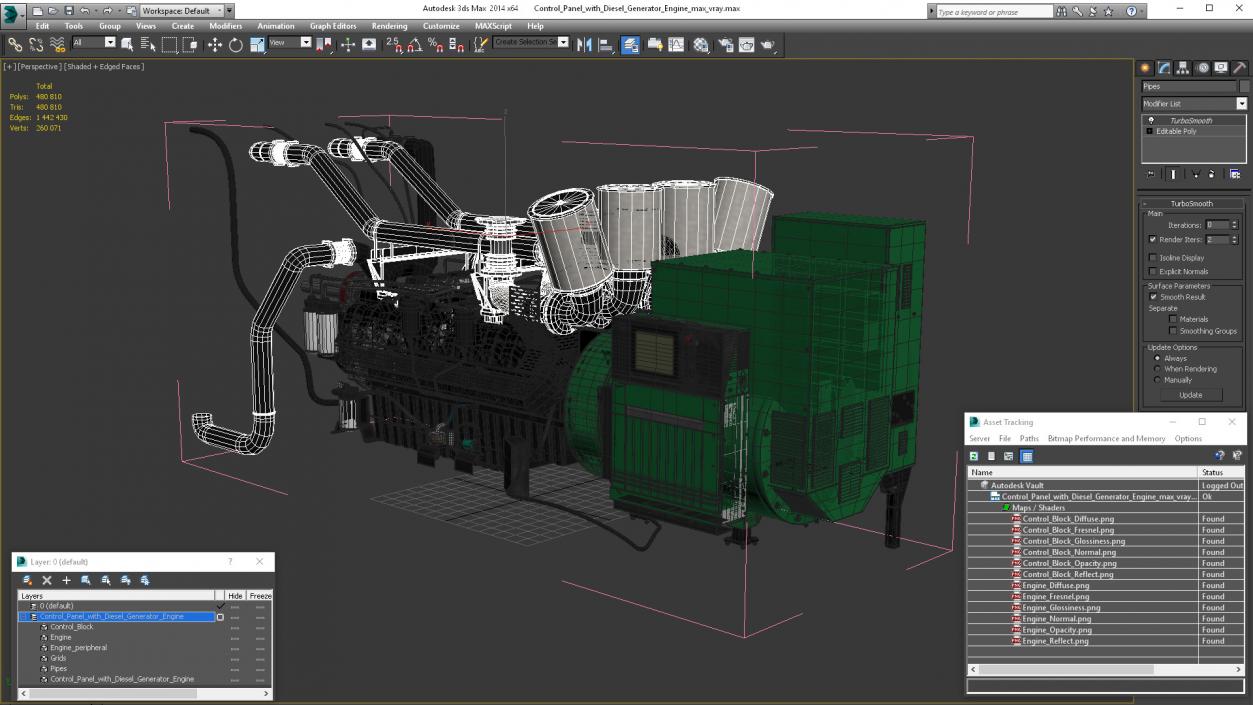 Control Panel with Diesel Generator Engine 2 3D model