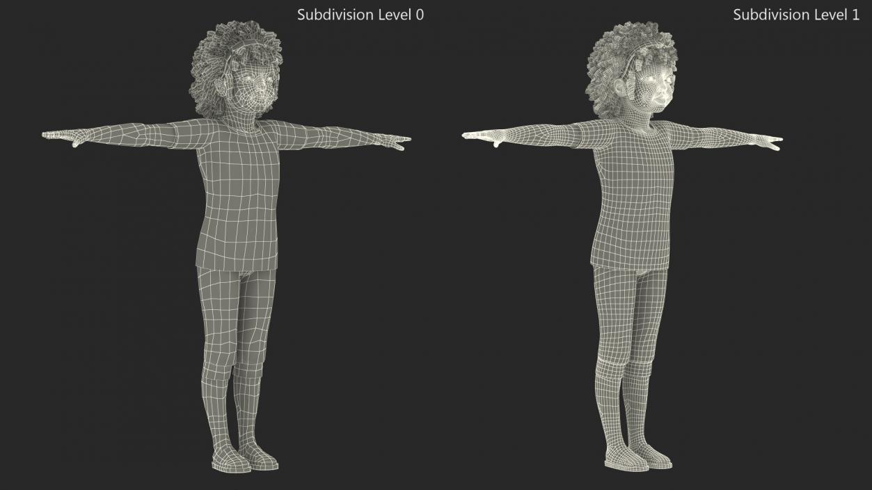 Girl Child Black Home Style Rigged 3D model