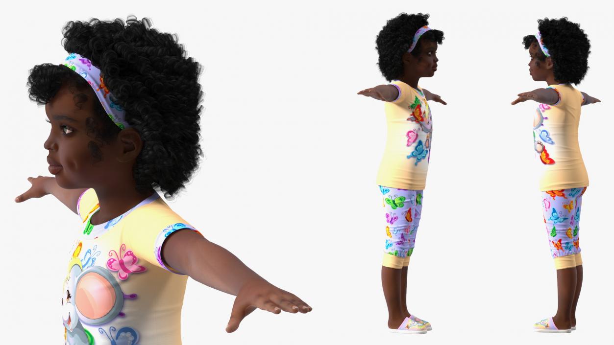 Girl Child Black Home Style Rigged 3D model