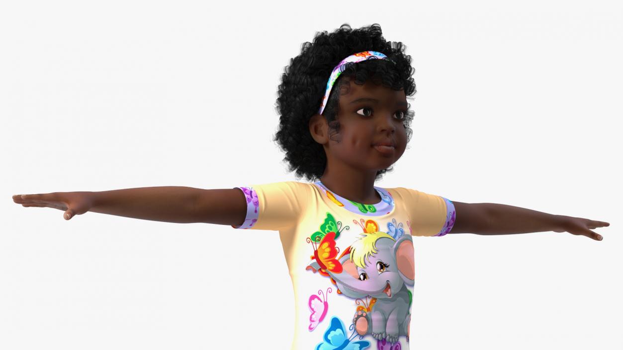 Girl Child Black Home Style Rigged 3D model