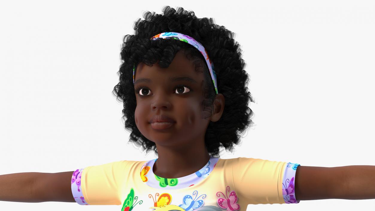 Girl Child Black Home Style Rigged 3D model