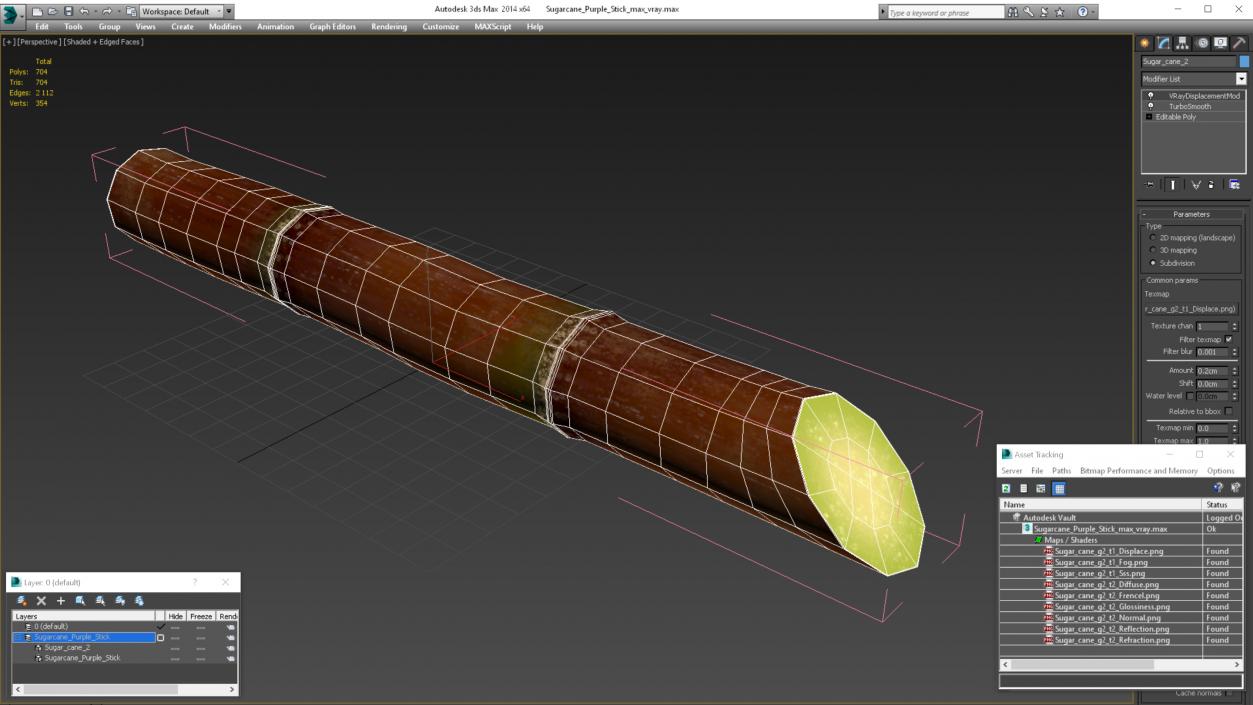 Sugarcane Purple Stick 3D