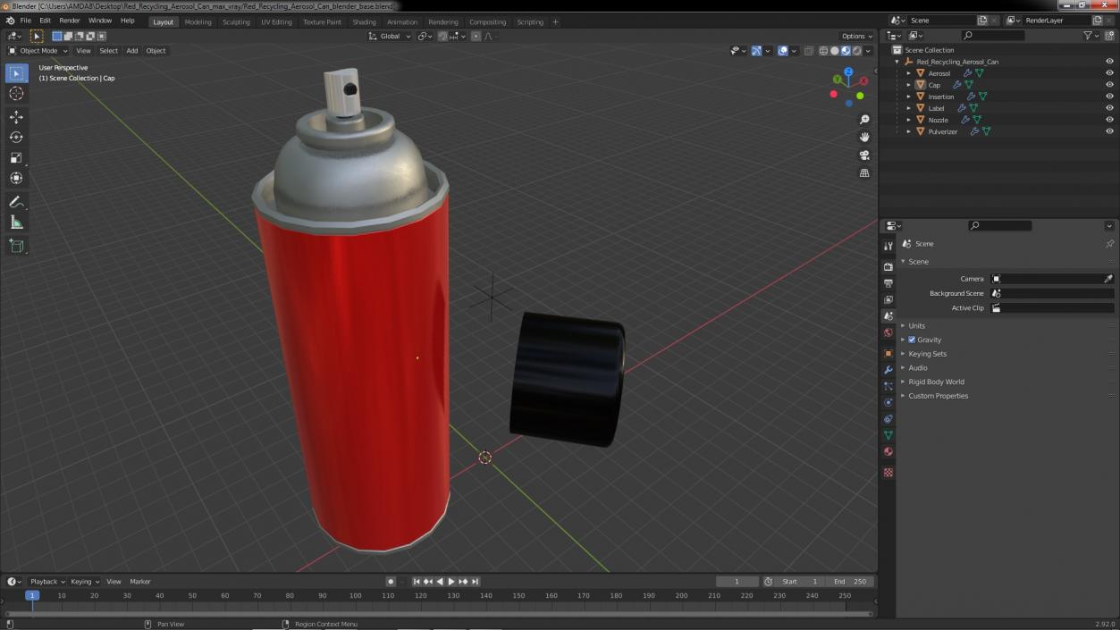 3D model Red Recycling Aerosol Can