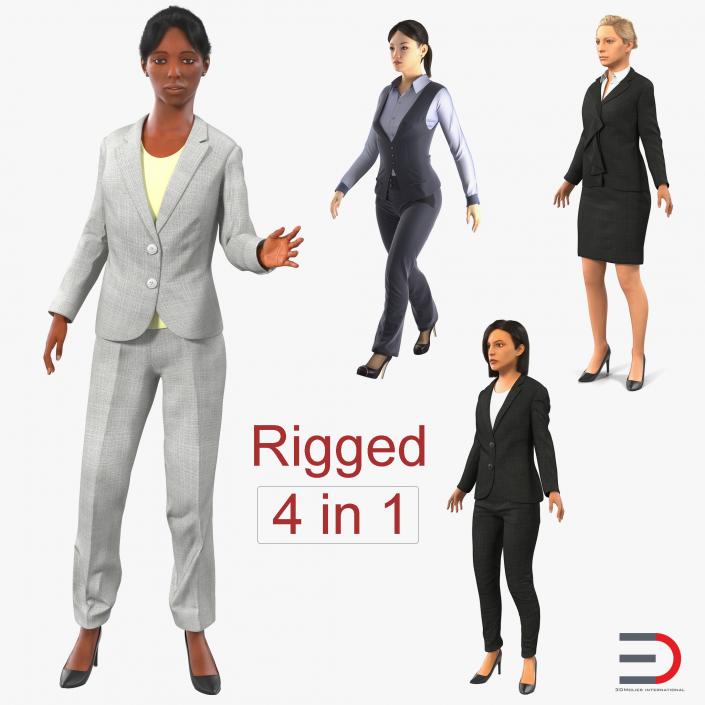 3D model Rigged Business Womans Collection 3