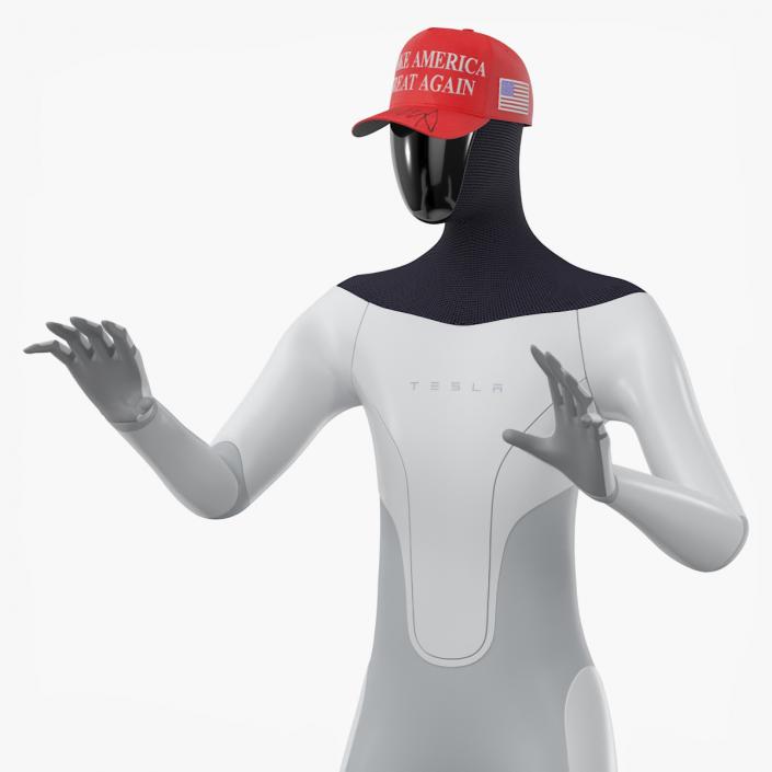 Tesla Bot in Trump Cap Rigged 3D model