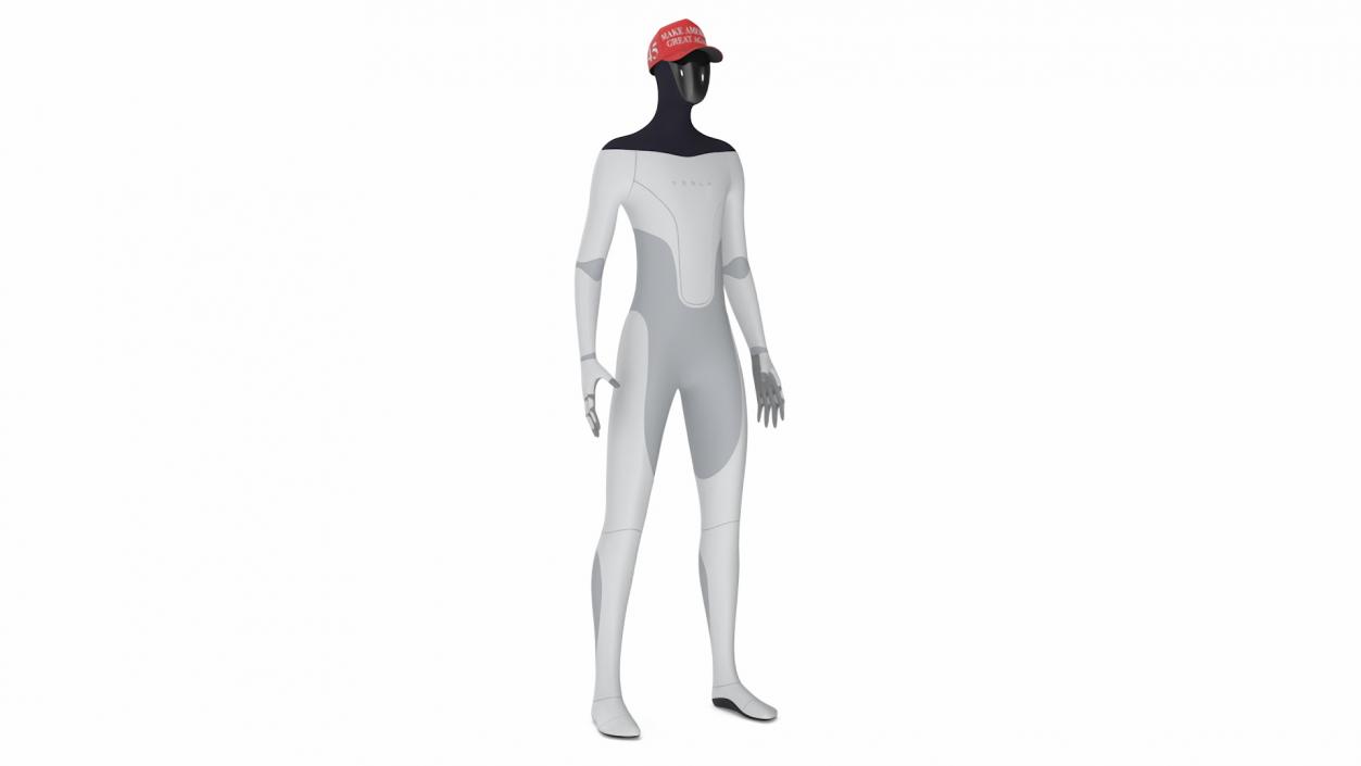 Tesla Bot in Trump Cap Rigged 3D model