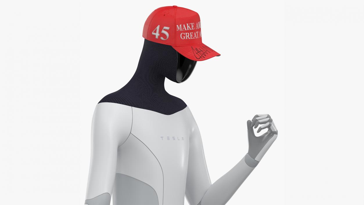 Tesla Bot in Trump Cap Rigged 3D model