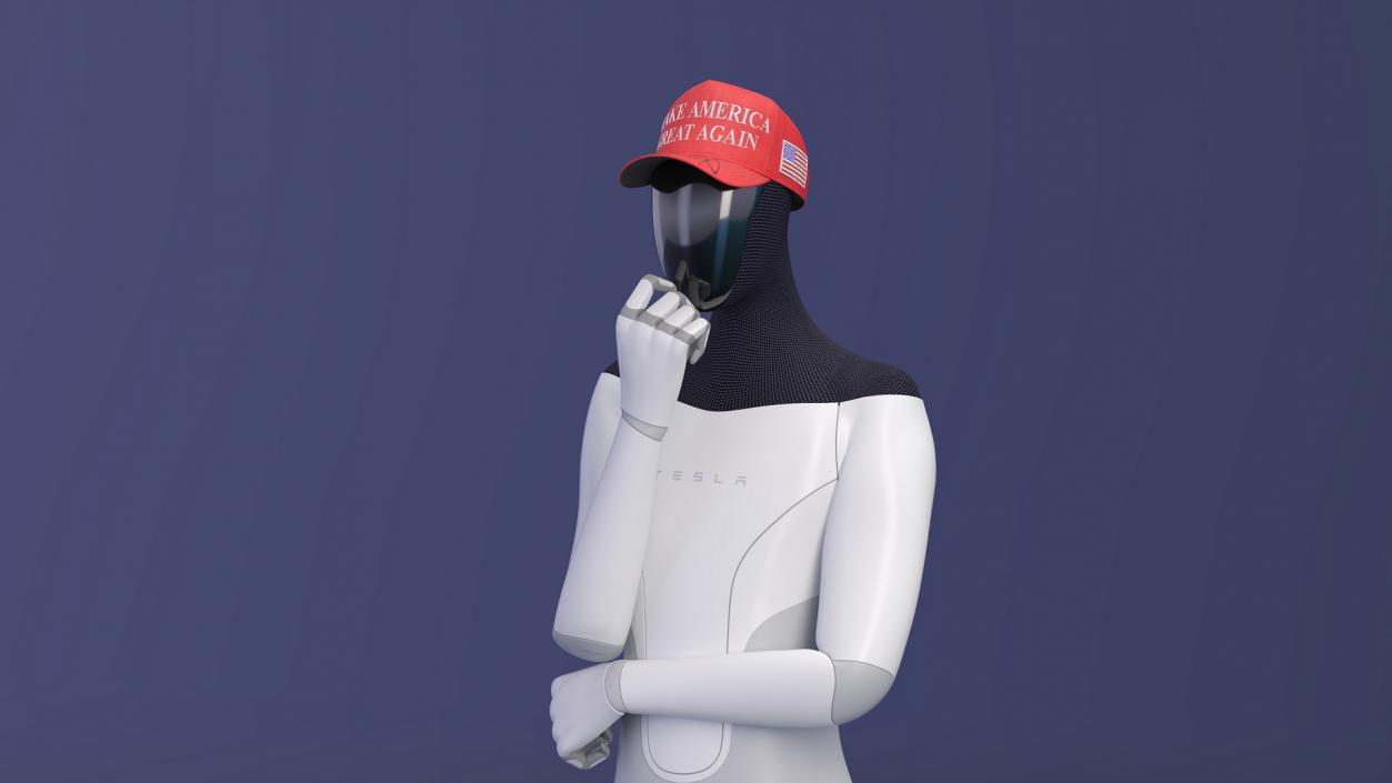 Tesla Bot in Trump Cap Rigged 3D model