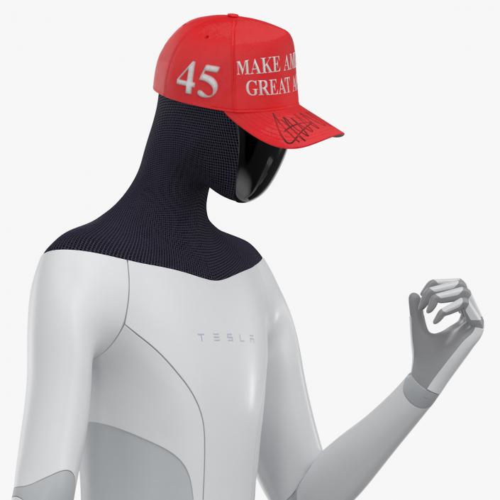 Tesla Bot in Trump Cap Rigged 3D model