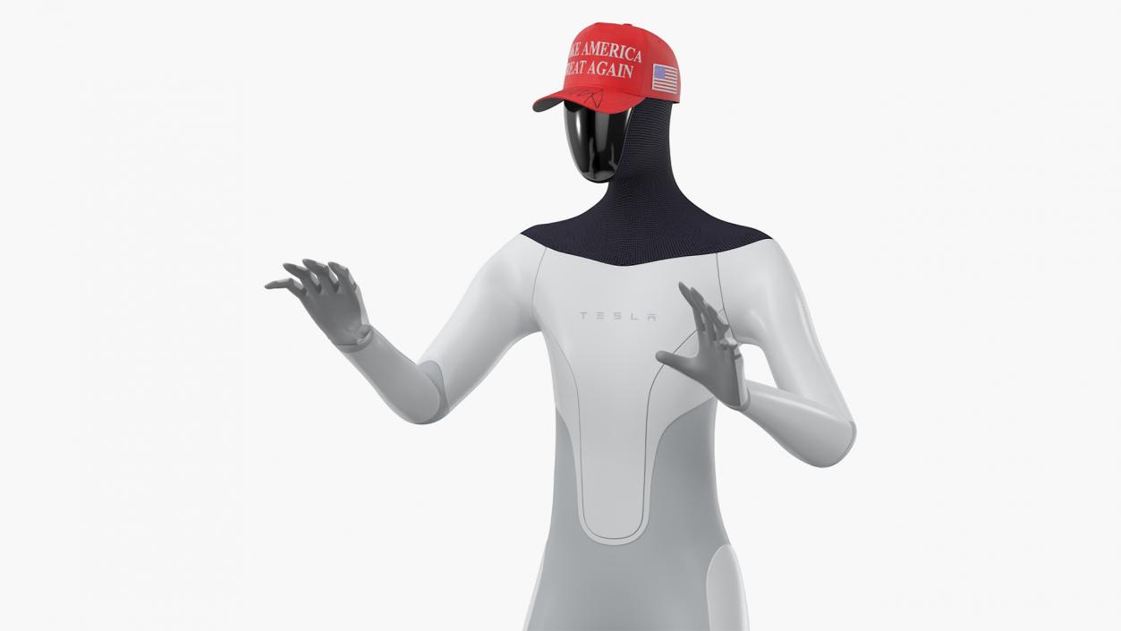 Tesla Bot in Trump Cap Rigged 3D model