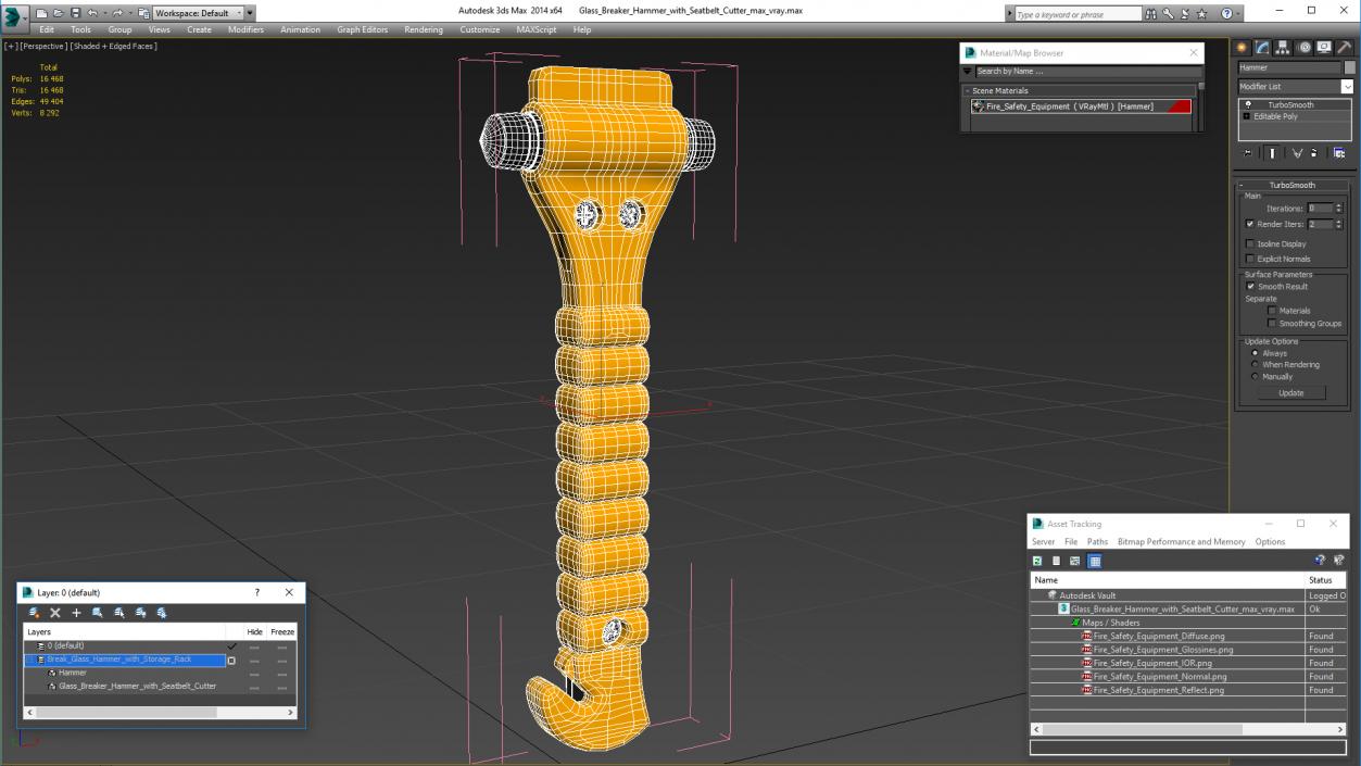 3D Glass Breaker Hammer with Seatbelt Cutter