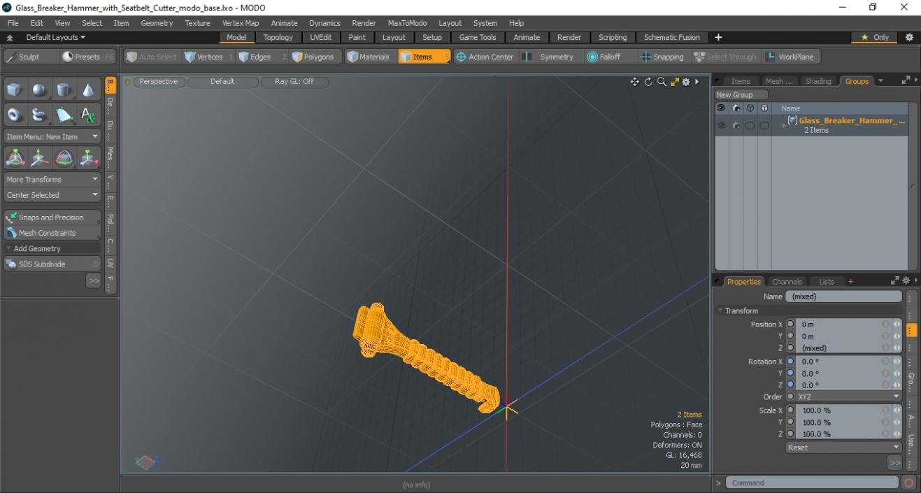 3D Glass Breaker Hammer with Seatbelt Cutter