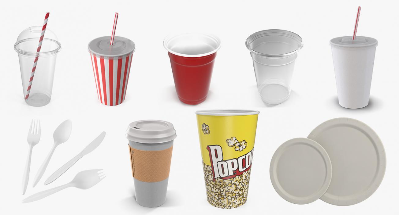 3D Disposable Tableware Collection 3 model