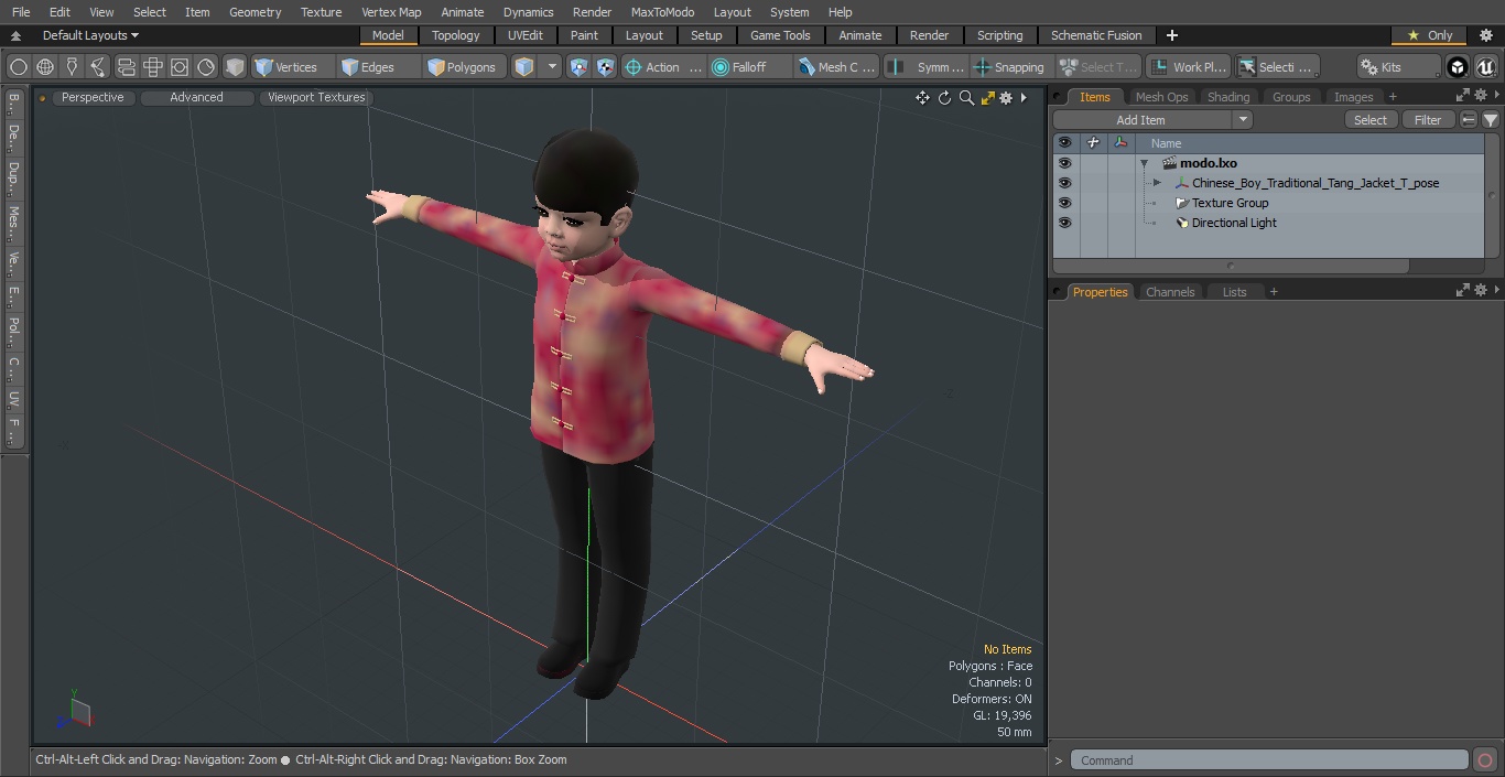 Chinese Boy Traditional Tang Jacket T-pose 3D