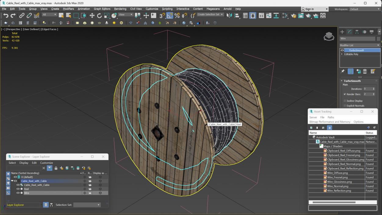 3D Cable Reel with Cable 2 model