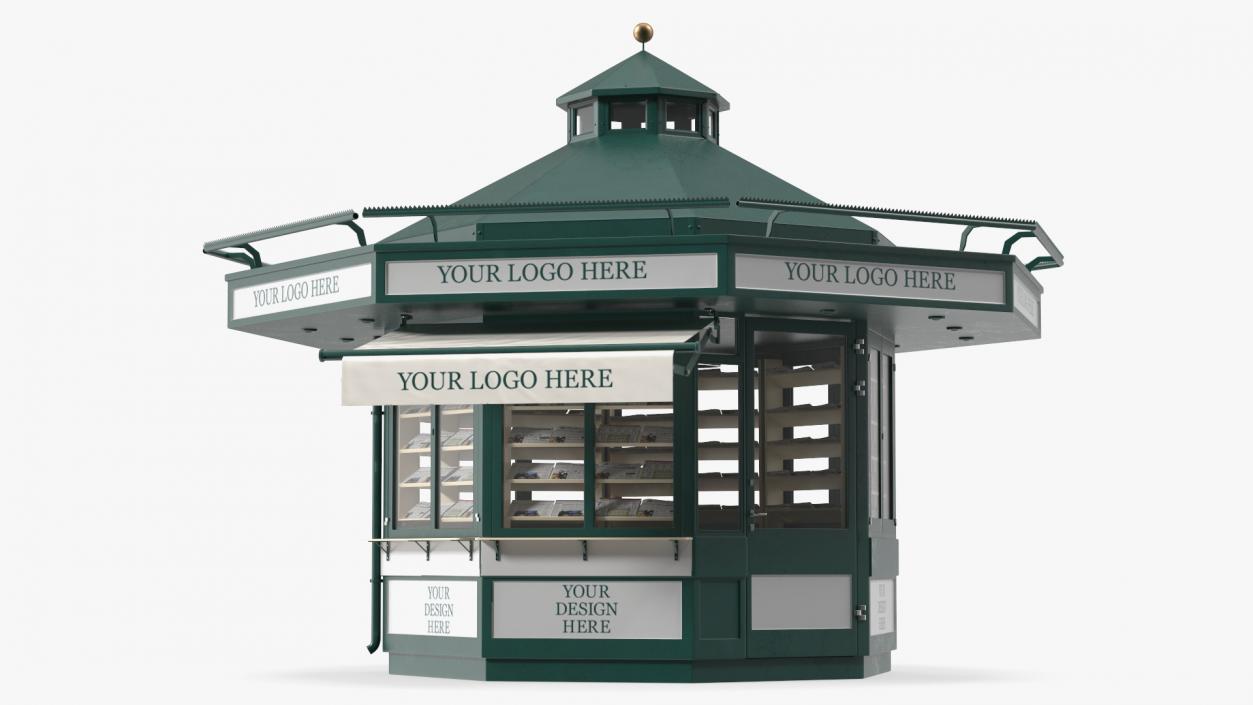 3D Newspaper Kiosk Green