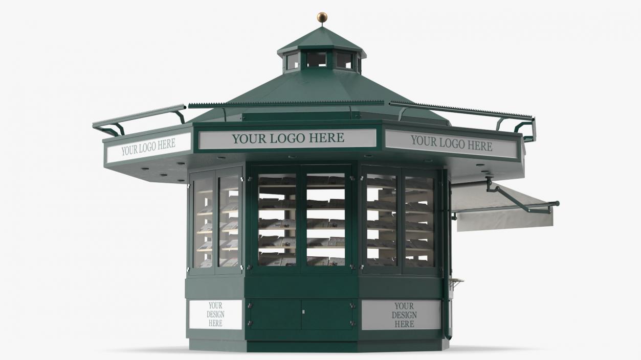 3D Newspaper Kiosk Green