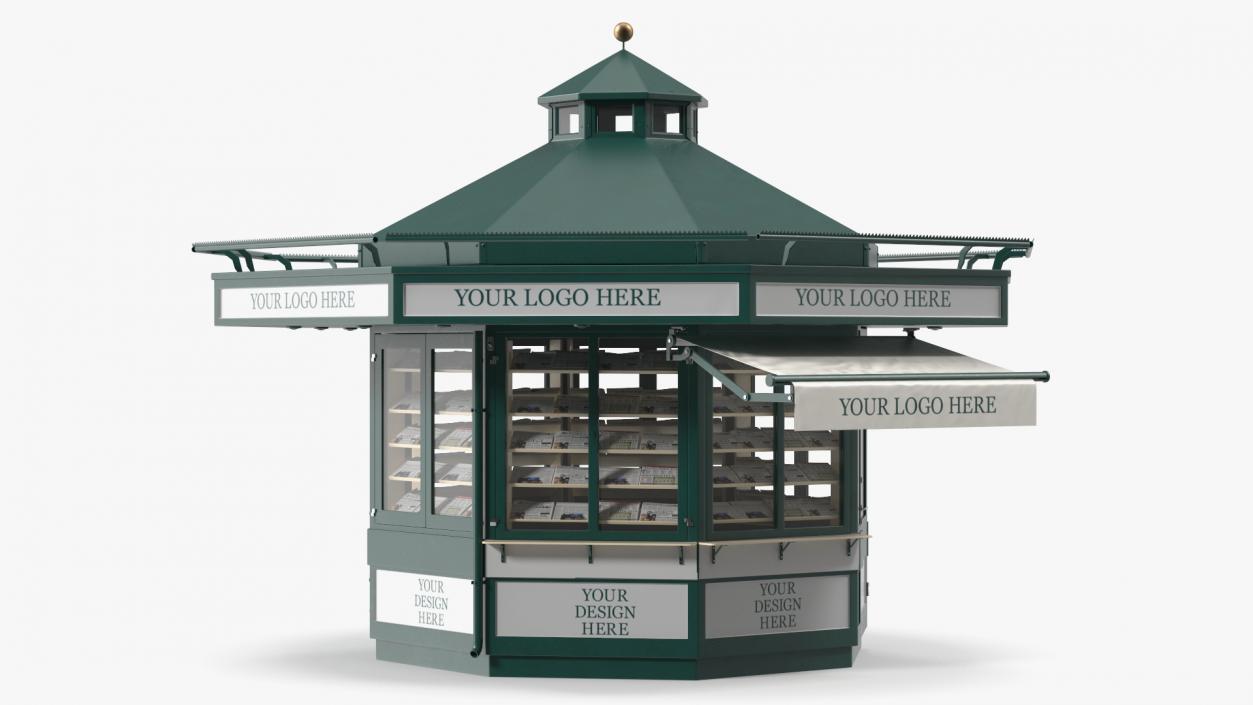 3D Newspaper Kiosk Green