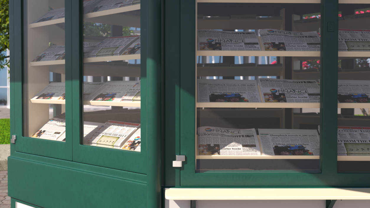 3D Newspaper Kiosk Green