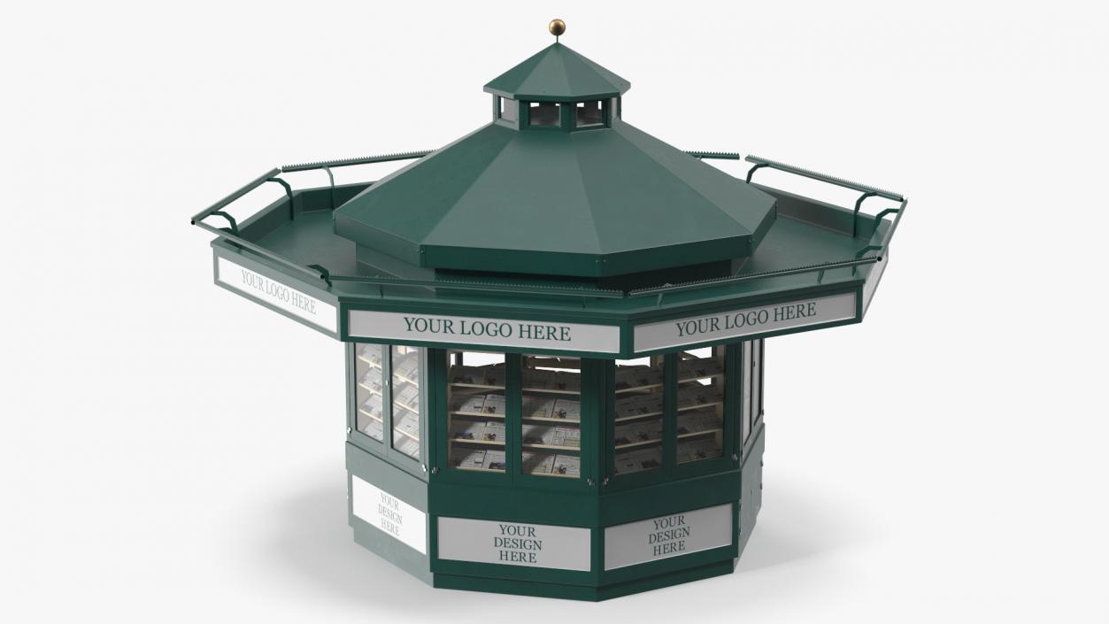 3D Newspaper Kiosk Green