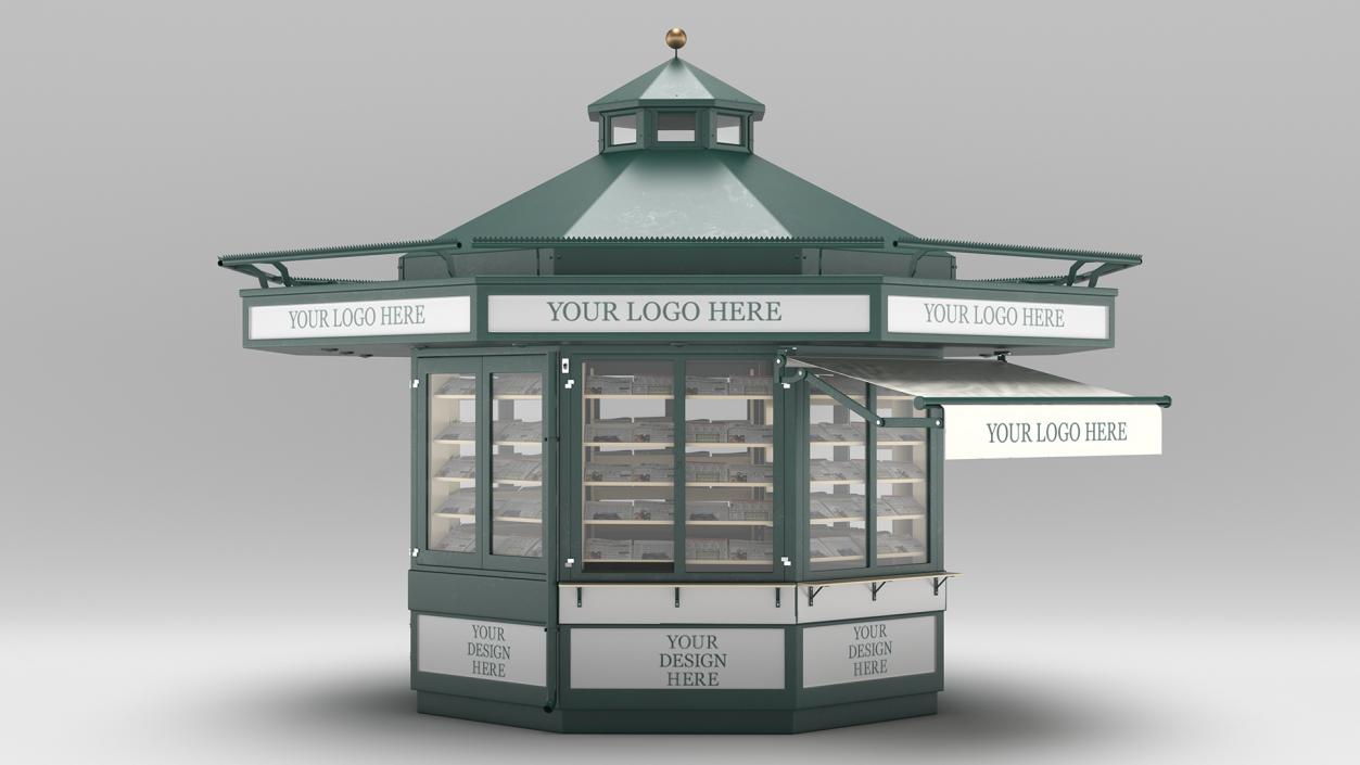 3D Newspaper Kiosk Green