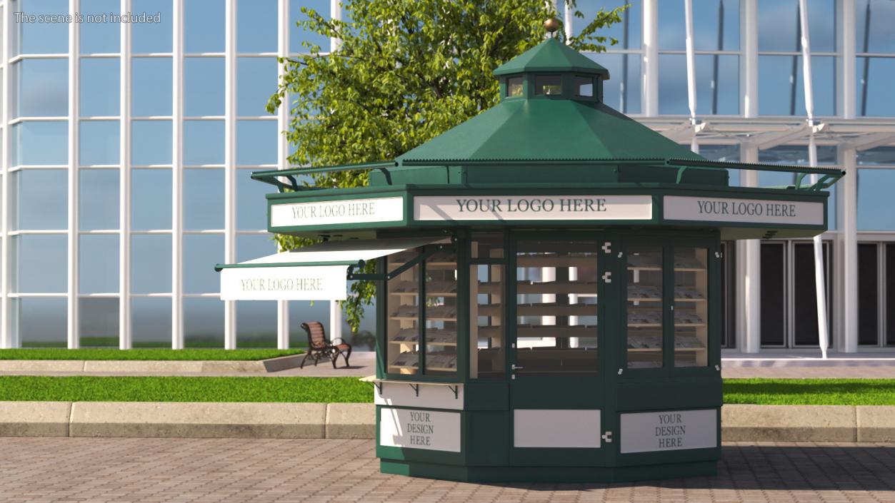 3D Newspaper Kiosk Green