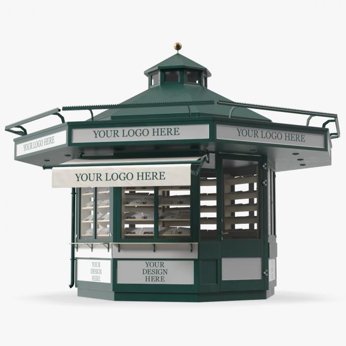 3D Newspaper Kiosk Green