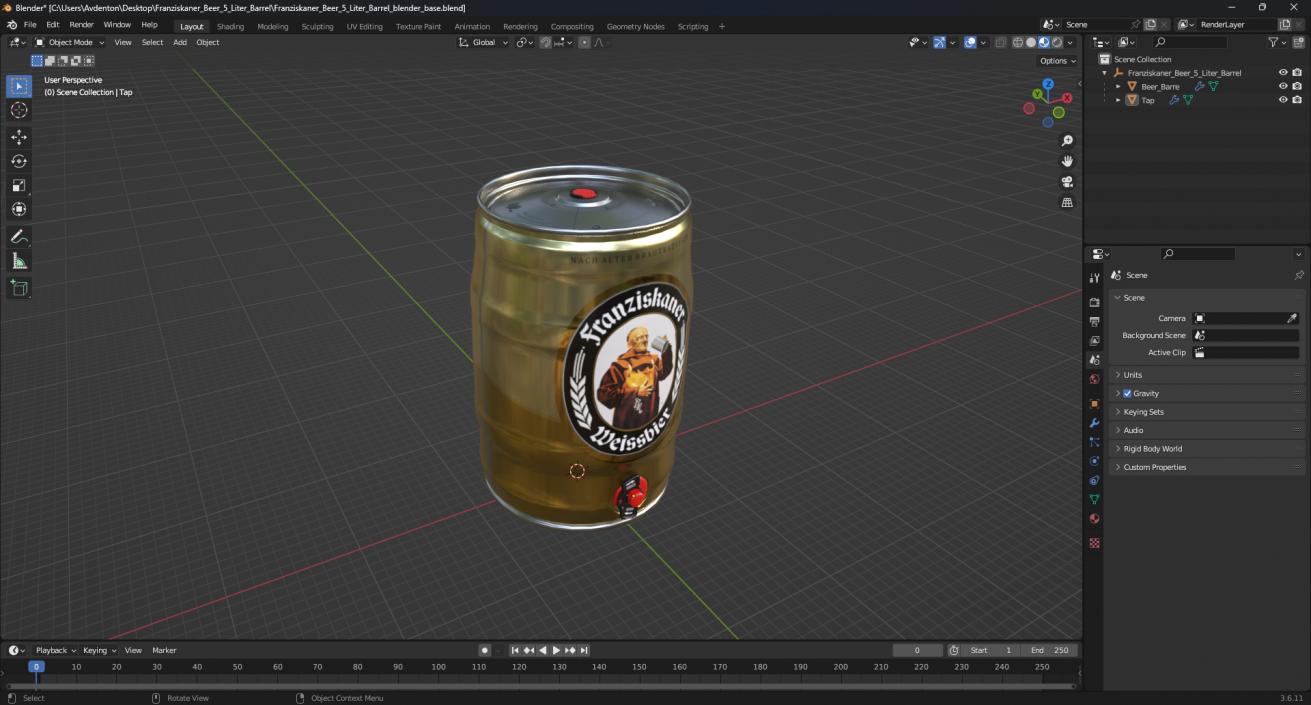 Franziskaner Beer 5 Liter Barrel 3D