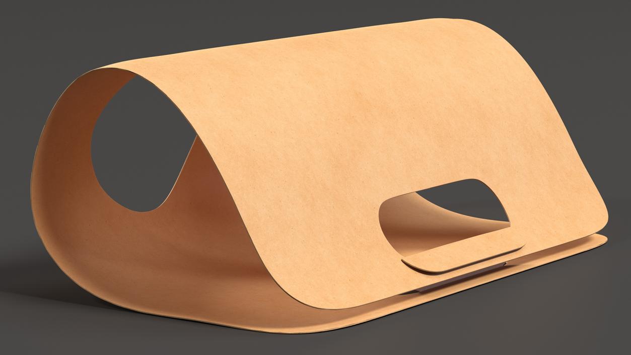 3D Two Seats Take Away Kraft Paper Cup Carrier model