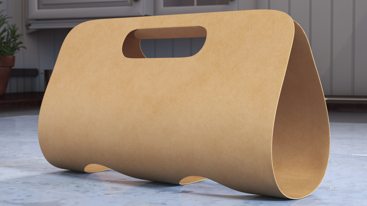 3D Two Seats Take Away Kraft Paper Cup Carrier model