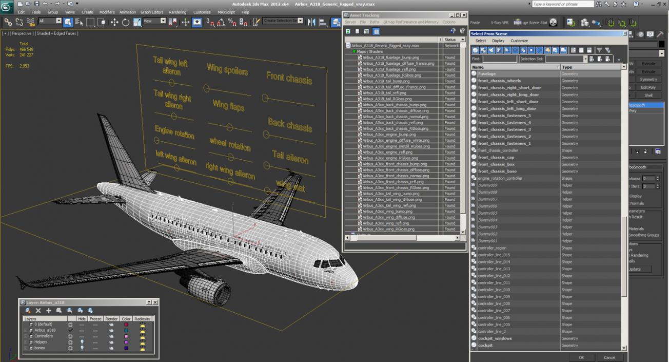 3D Airbus A318 Generic Rigged