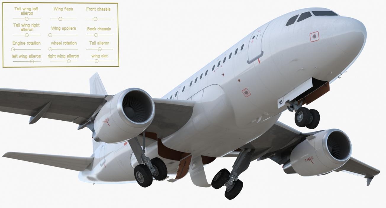 3D Airbus A318 Generic Rigged