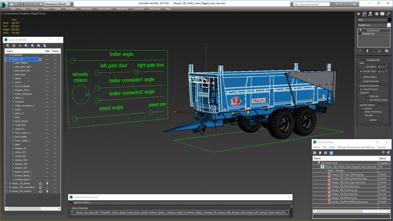 3D model Maupu 18t Trailer Clean Rigged