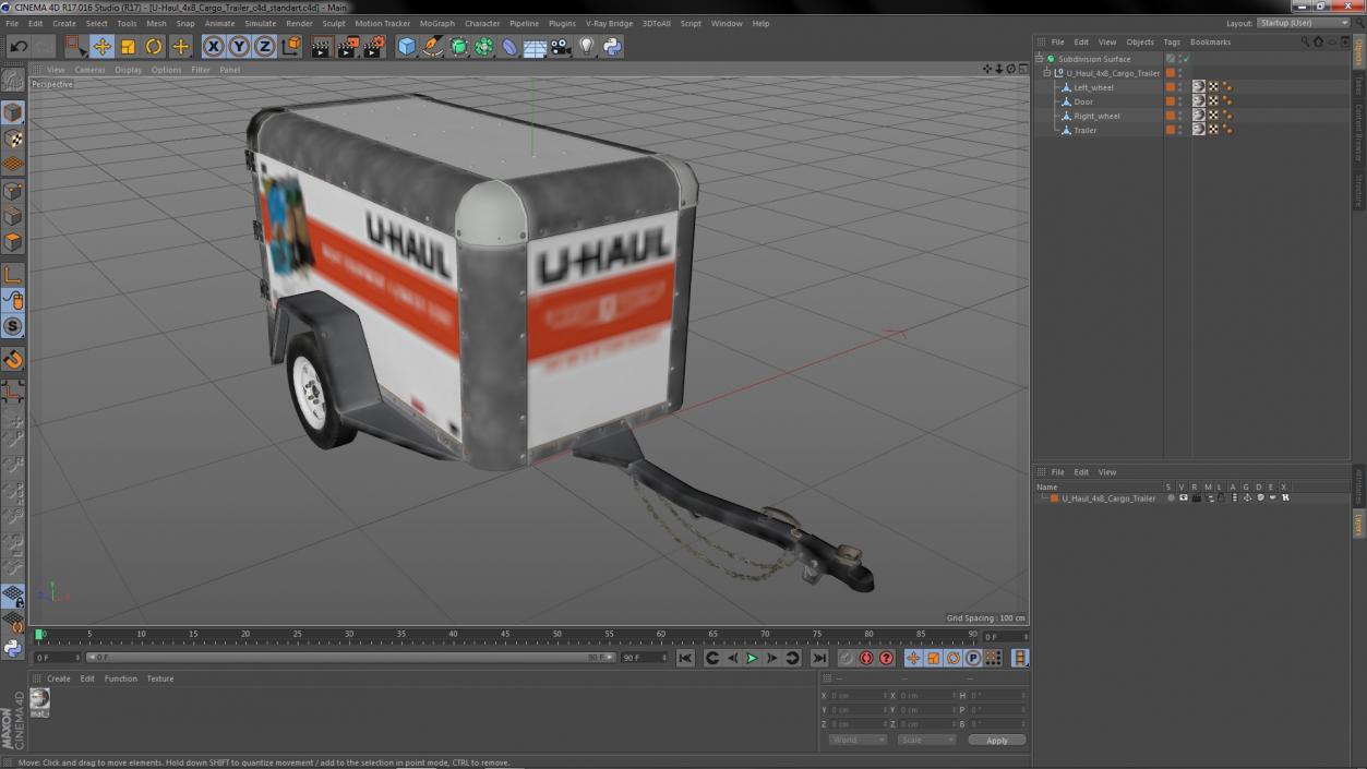 U-Haul 4x8 Cargo Trailer 3D model