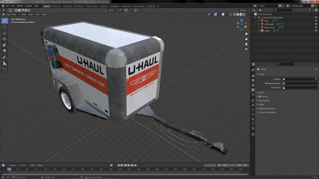 U-Haul 4x8 Cargo Trailer 3D model