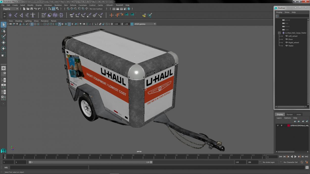 U-Haul 4x8 Cargo Trailer 3D model