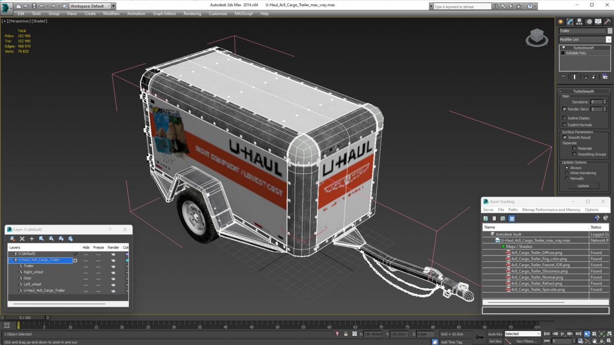 U-Haul 4x8 Cargo Trailer 3D model