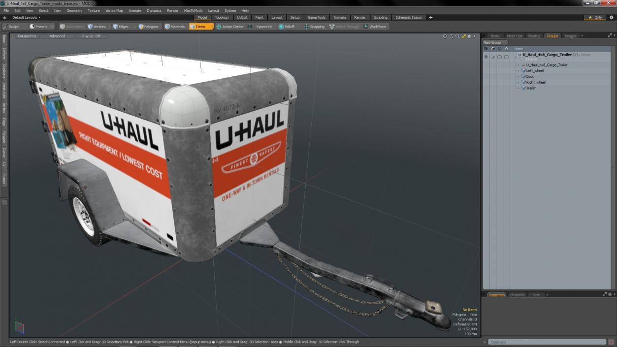 U-Haul 4x8 Cargo Trailer 3D model